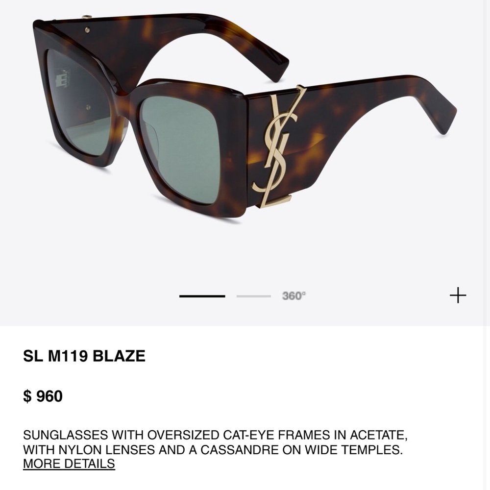 New!! Saint Laurent YSL SL M119 Blaze Sunglasses - Havana Brown with Gold YSL